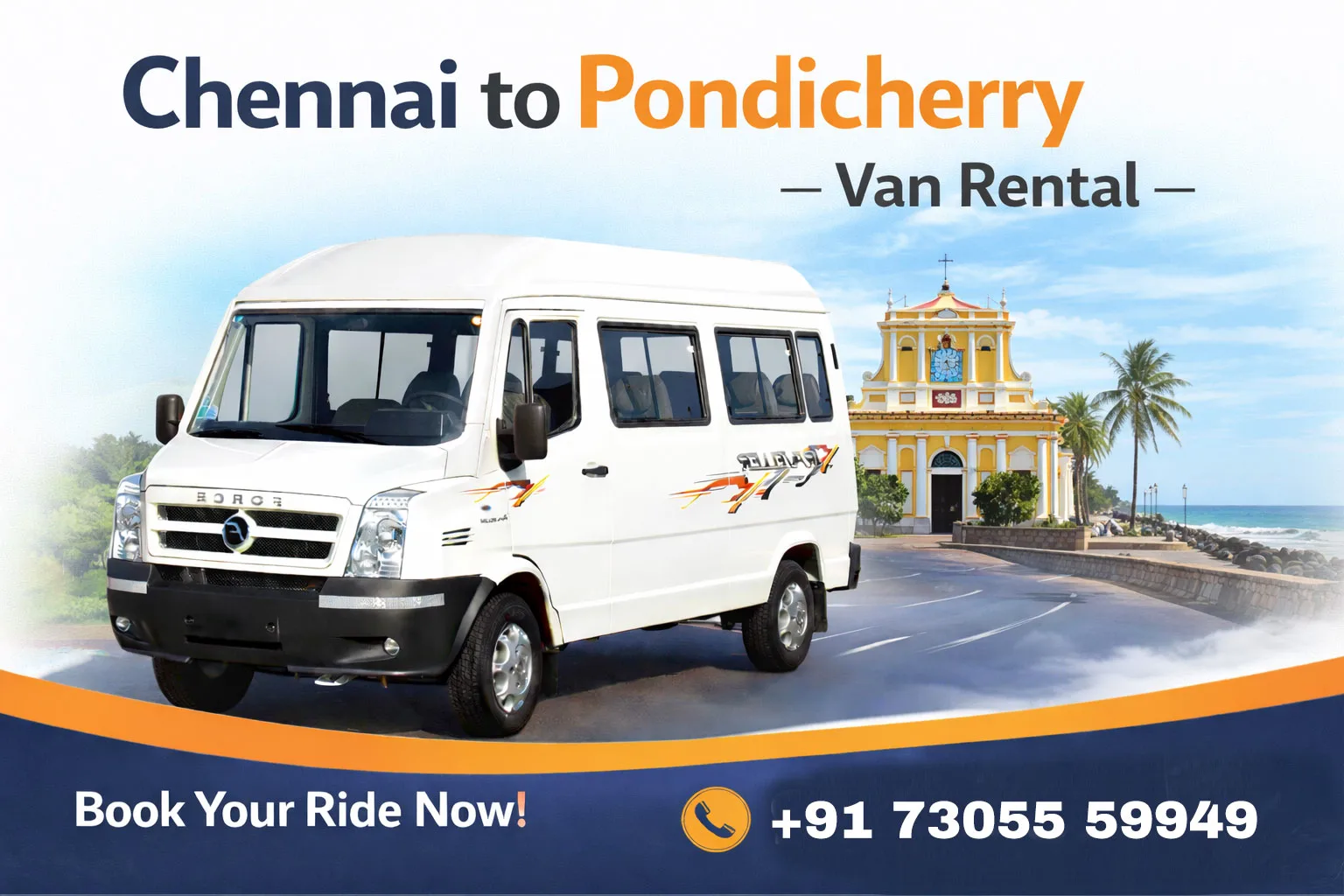 Chennai → Pondicherry van rental